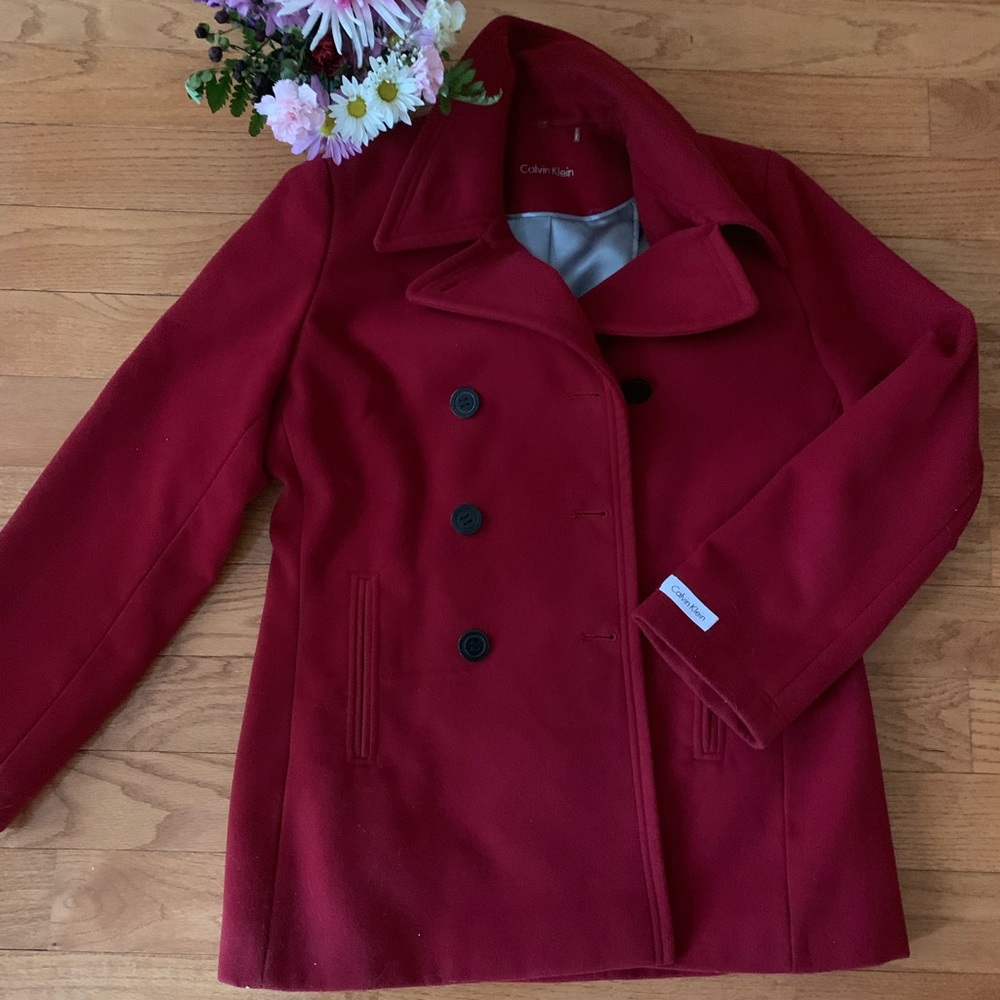 RED CALVIN KLEIN COAT